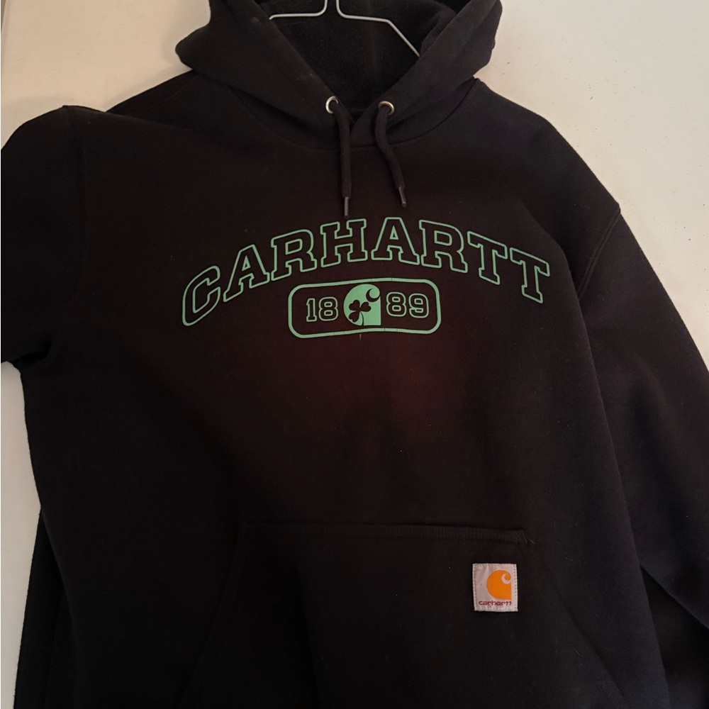 Carhartt Black Hoodie with Green Logo